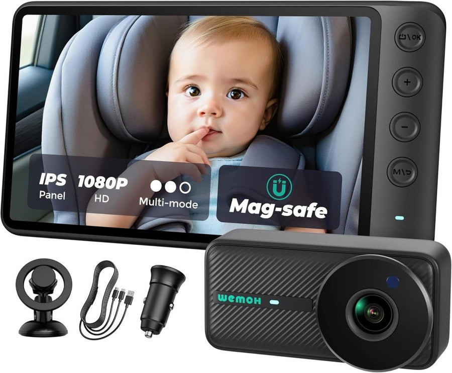Baby Car Camera 5" 1080P HD Monitor Night Vision Rear Facing Seat Cam - Kwikley