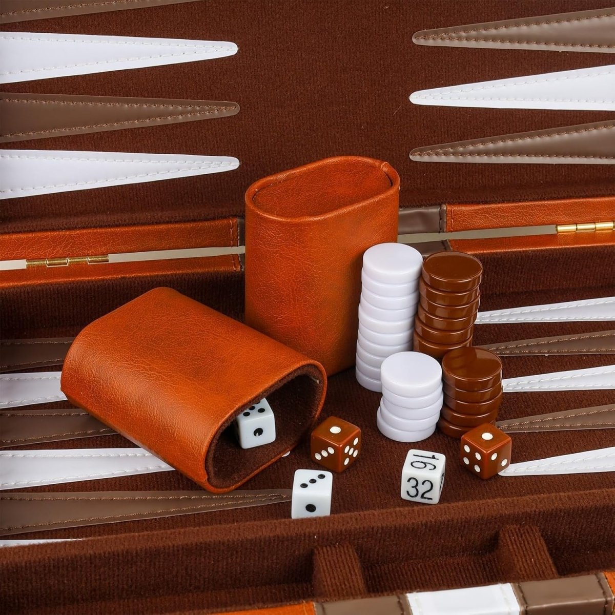 Backgammon Set 11 Inch Leather Case Portable Travel Board Game 2 Players - Kwikley