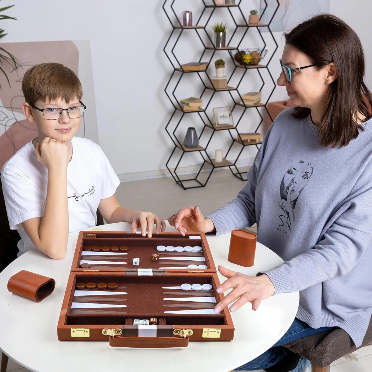 Backgammon Set 11 Inch Leather Case Portable Travel Board Game 2 Players - Kwikley