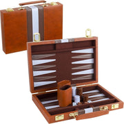 Backgammon Set 11 Inch Leather Case Portable Travel Board Game 2 Players - Kwikley