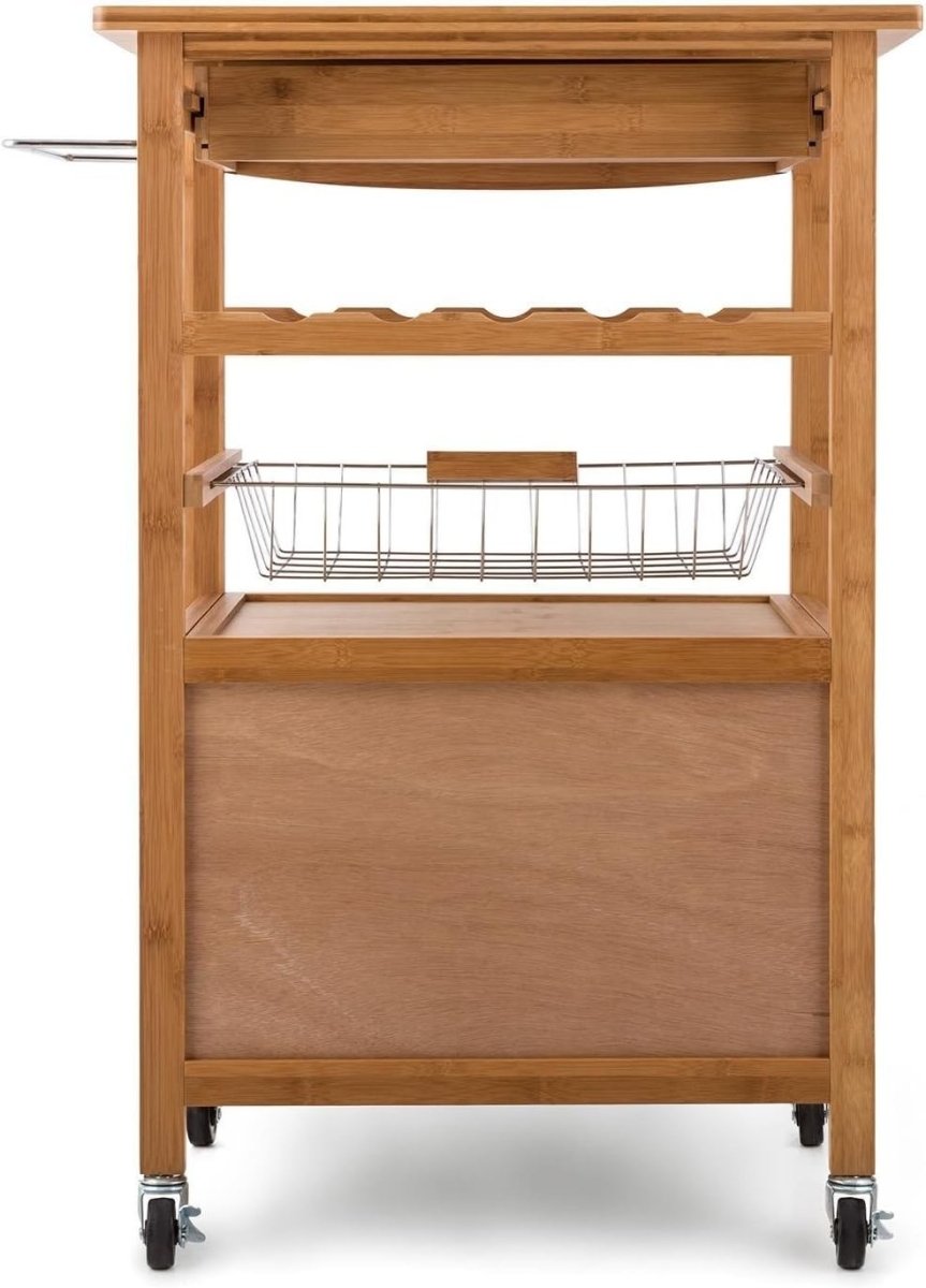 Bamboo Kitchen Trolley Cart 4 Tier w Cabinet - Kwikley