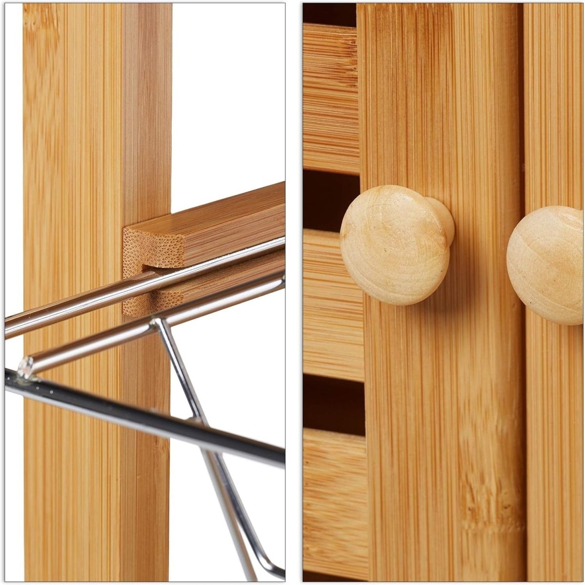 Bamboo Kitchen Trolley Cart 82x59.5x35cm Cabinet - Kwikley
