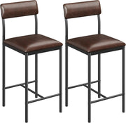 Bar Stools Set of 2 | Rustic Brown Industrial Counter Dining Chairs - Kwikley