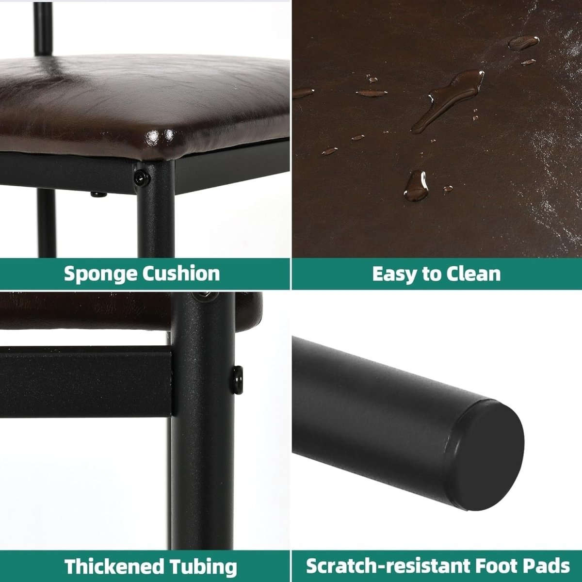 Bar Stools Set of 2 | Rustic Brown Industrial Counter Dining Chairs - Kwikley