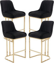 Bar Stools Set of 4 | Black Fabric L - Shaped Counter Dining Chairs - Kwikley
