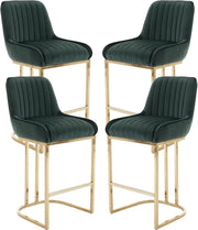 Bar Stools Set of 4 | Green Fabric L - Shaped Counter Dining Chairs - Kwikley
