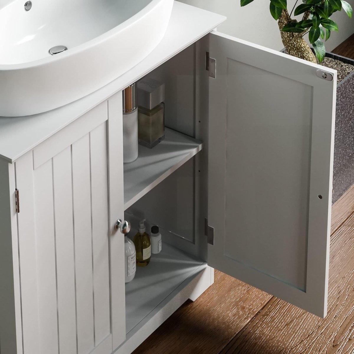 Bathroom Sink Cabinet White | 2 - Door Undersink Storage Unit | 60x30x60cm - Kwikley