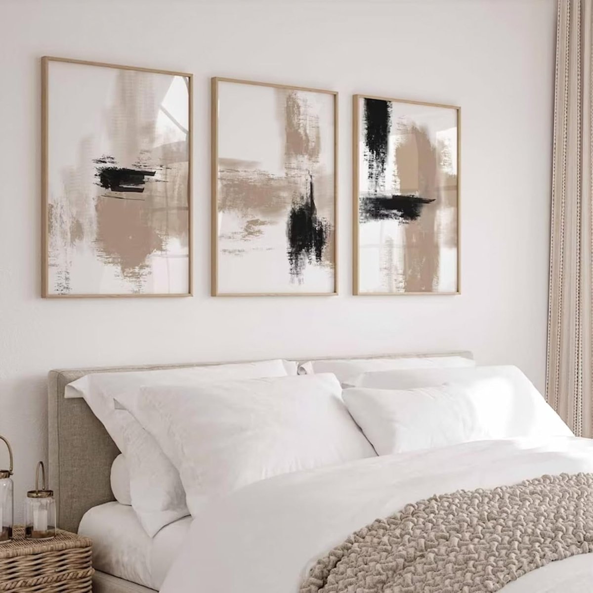 Beige Abstract Wall Art Set of 3 12x16in Neutral Prints - Kwikley