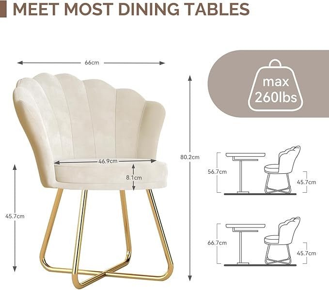 Beige Accent Chair Gold Metal Legs Back Vanity Armchair - Kwikley