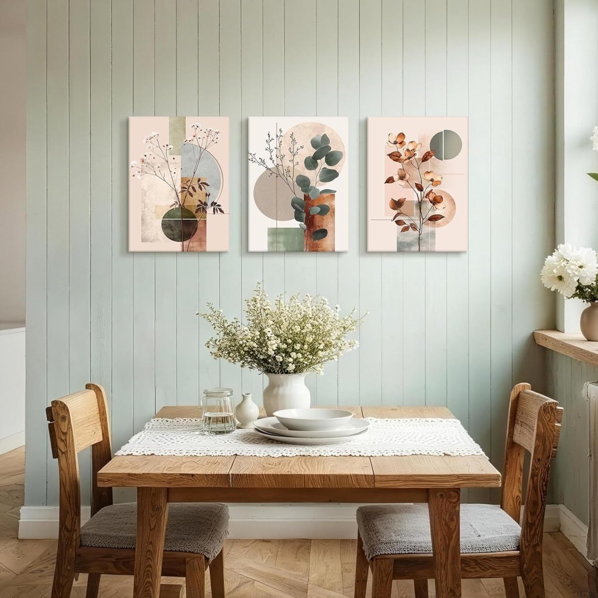 Beige Botanical Canvas Wall Art 3 Panels 30x40cm Modern Home Decor - Kwikley