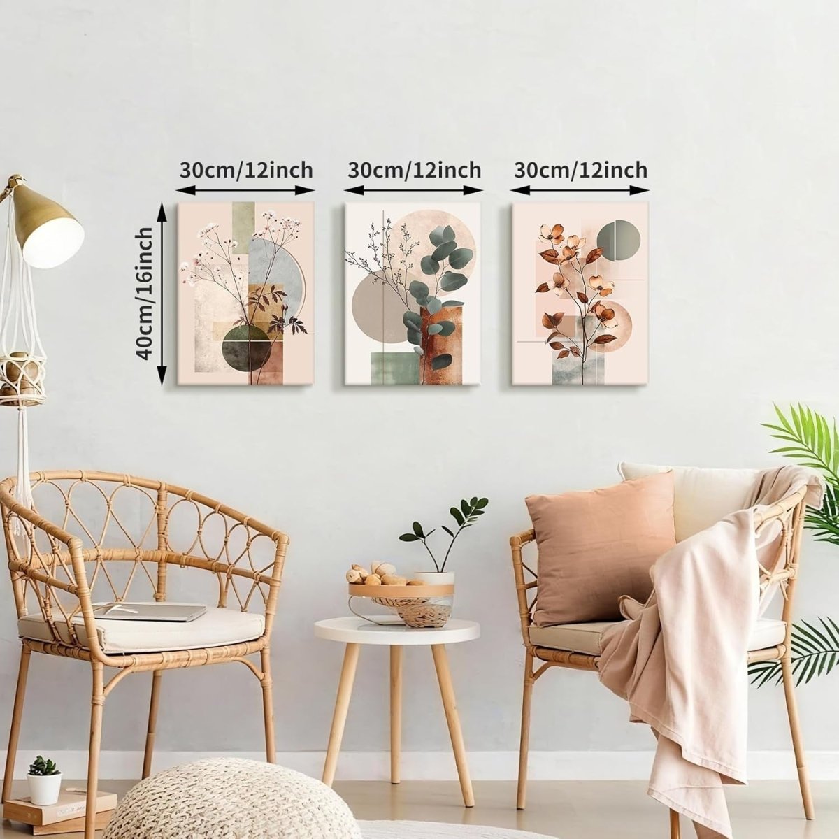 Beige Botanical Canvas Wall Art 3 Panels 30x40cm Modern Home Decor - Kwikley