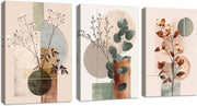 Beige Botanical Canvas Wall Art 3 Panels 30x40cm Modern Home Decor - Kwikley