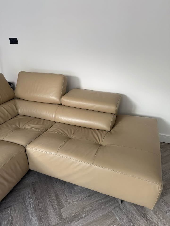 Beige Deeply Comfy Electric Leather Corner Sofa (PTP) - Kwikley