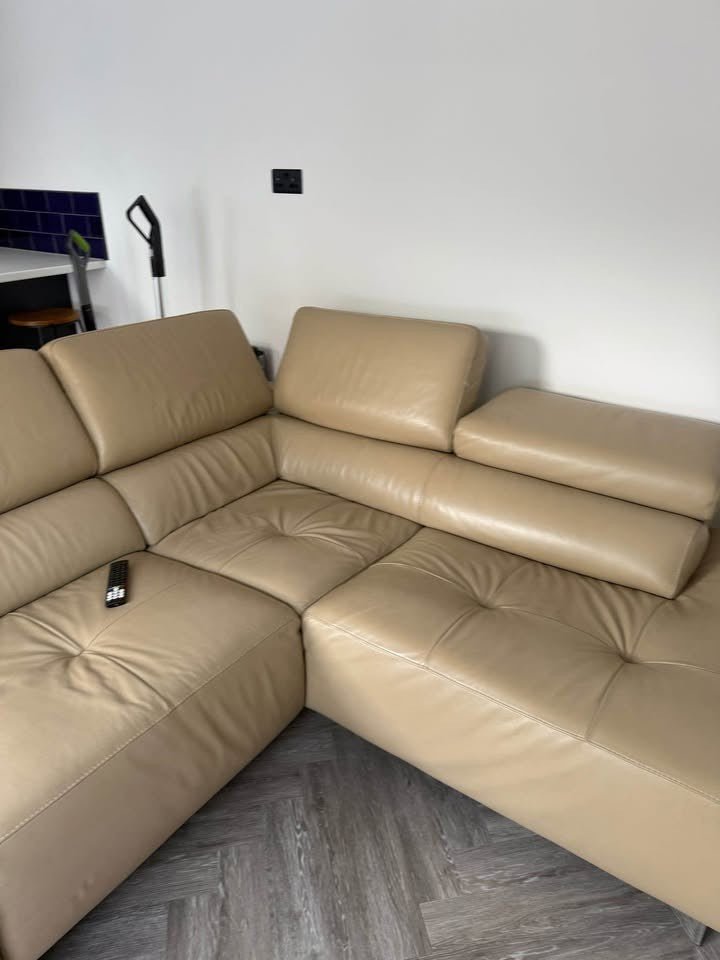 Beige Deeply Comfy Electric Leather Corner Sofa (PTP) - Kwikley