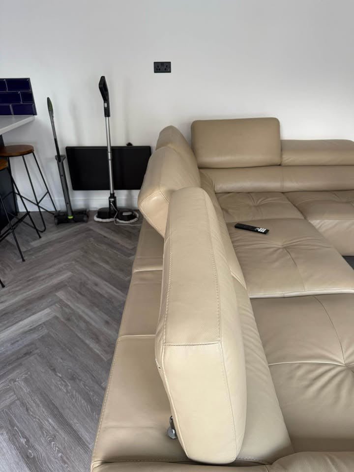Beige Deeply Comfy Electric Leather Corner Sofa (PTP) - Kwikley