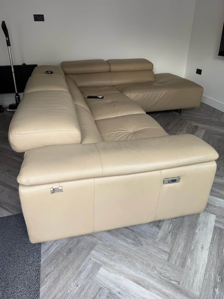 Beige Deeply Comfy Electric Leather Corner Sofa (PTP) - Kwikley