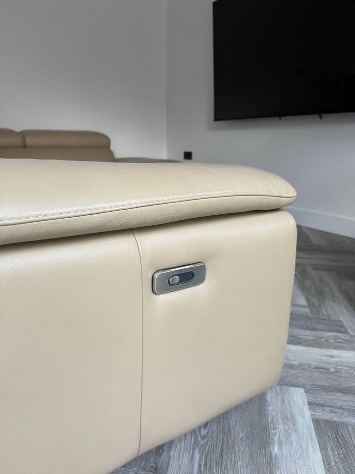 Beige Deeply Comfy Electric Leather Corner Sofa (PTP) - Kwikley