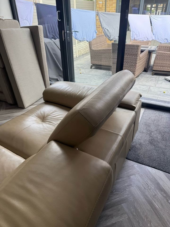 Beige Deeply Comfy Electric Leather Corner Sofa (PTP) - Kwikley