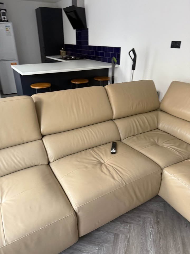 Beige Deeply Comfy Electric Leather Corner Sofa (PTP) - Kwikley
