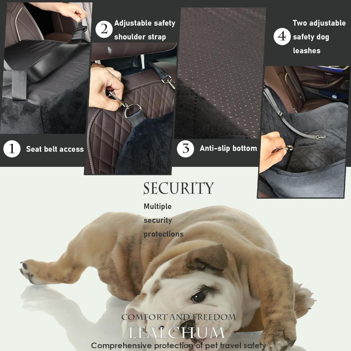 Beige Dog Booster Car Seat Elevated Memory Foam Travel Bed 30lb - Kwikley