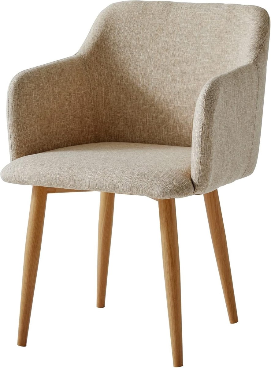 Beige Fabric Accent Chair Modern Tub Armchair Metal Legs - Kwikley