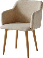 Beige Fabric Accent Chair Modern Tub Armchair Metal Legs - Kwikley