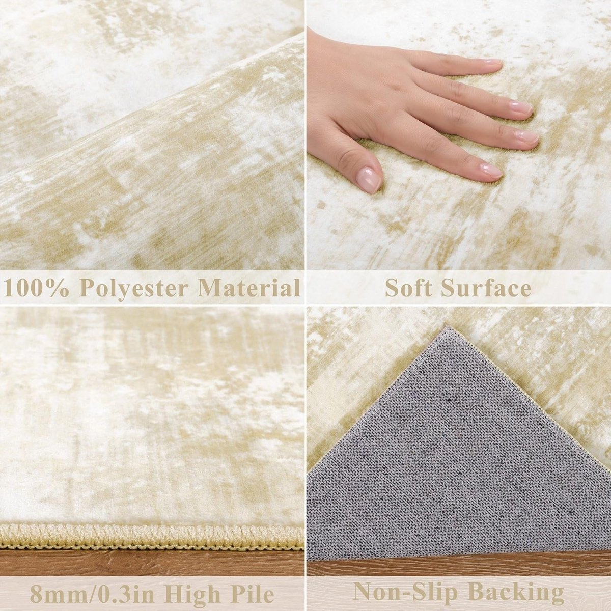 Beige Hallway Runner Rug 80x200cm Non Slip Washable Low Pile Hall Carpet - Kwikley