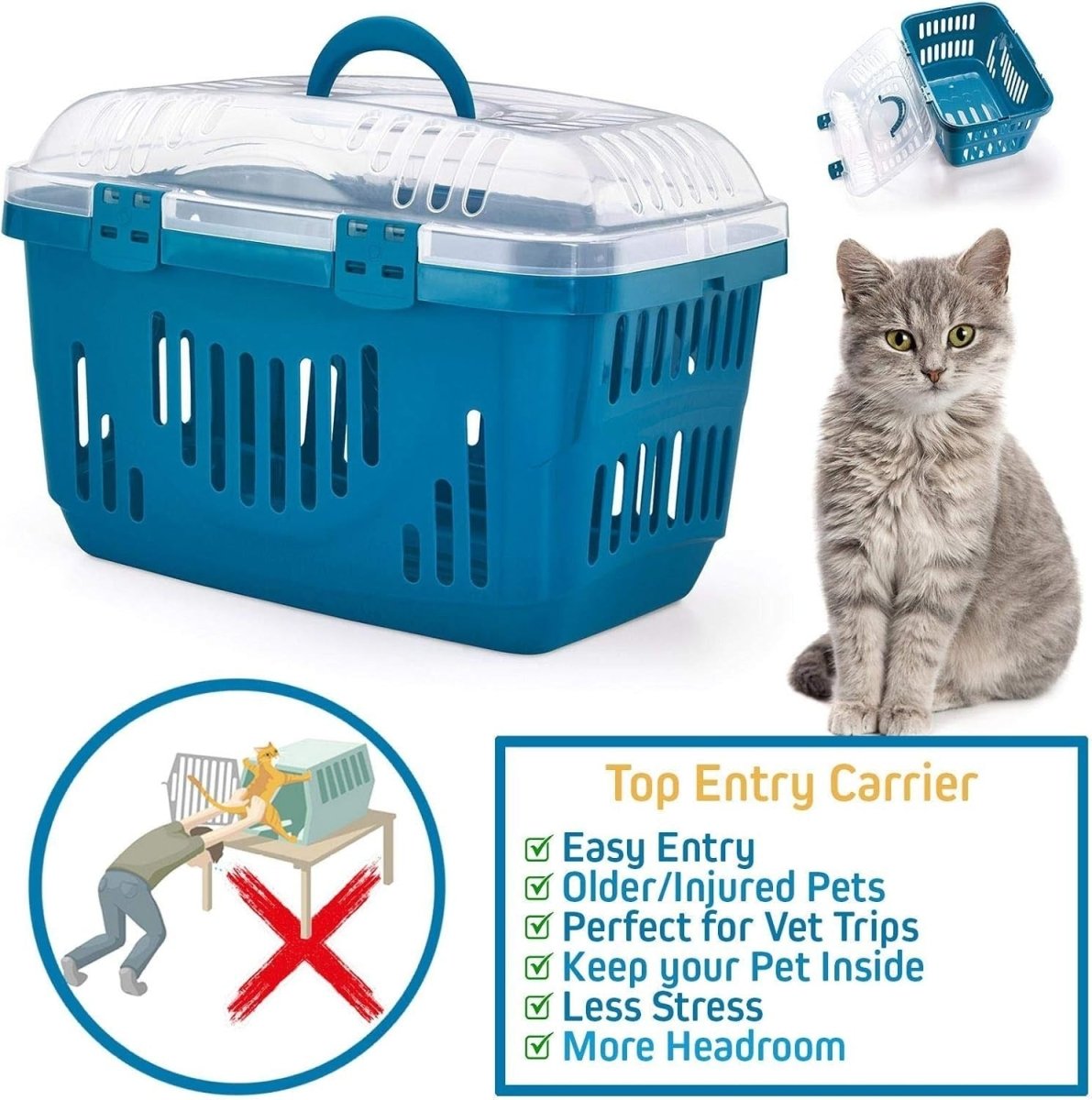 Beige Pet Carrier Crate with Top Lid | Portable Dog Cat Travel Box Cage - Kwikley