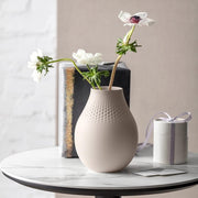 Beige Porcelain Vase Tall Modern Minimalist Flower Table Decor 20cm - Kwikley