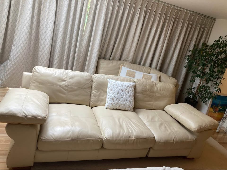 Beige Sectional Luxe Leather Corner Sofa (PTP) - Kwikley