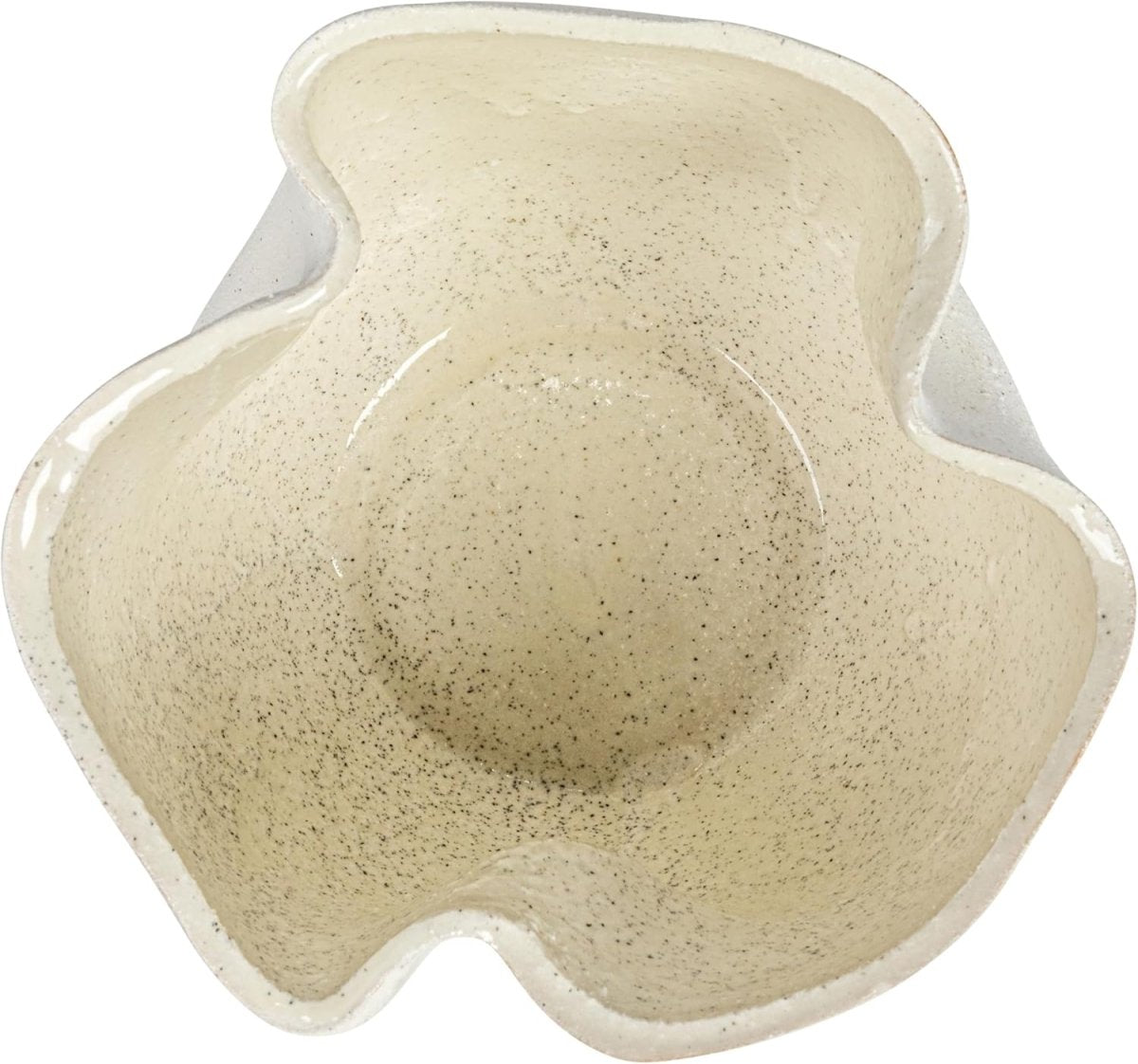 Beige Stoneware Plant Pot Ruffled Design Decorative Indoor Planter - Kwikley