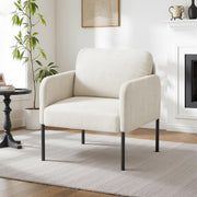 Beige Velvet Accent Armchair Modern Lounge Reading Chair - Kwikley