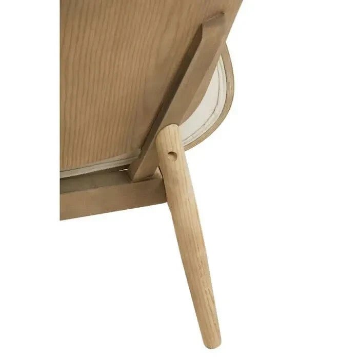 Beige Wingback Accent Chair Tufted Fabric Seat with Curved Elm Wood Frame - Kwikley