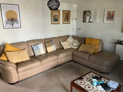 Beigey Brown Leather Corner Sofa (PTP) - Kwikley