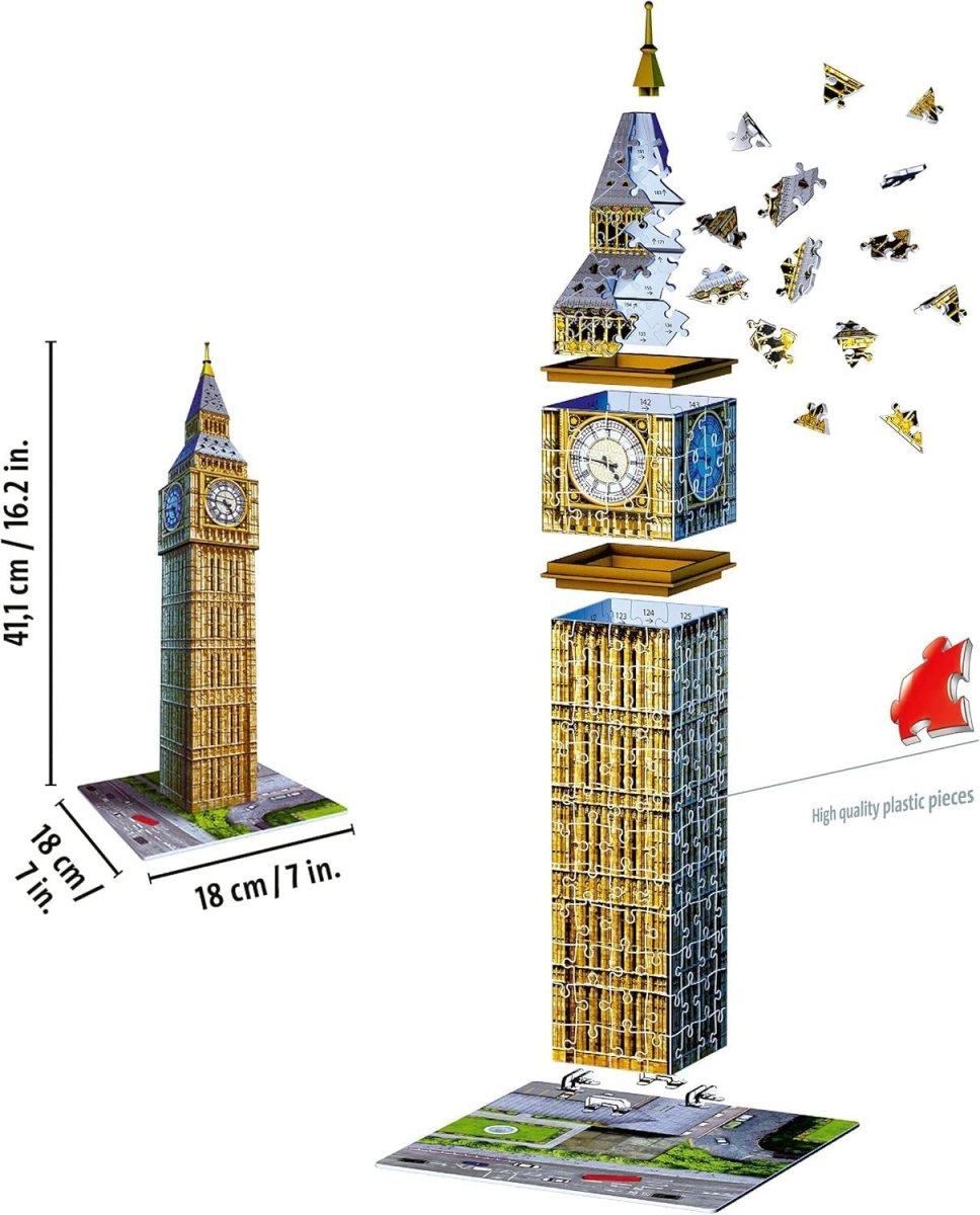 Big Ben 3D Puzzle 216 Piece London Landmark Model Kids Adults Gift - Kwikley