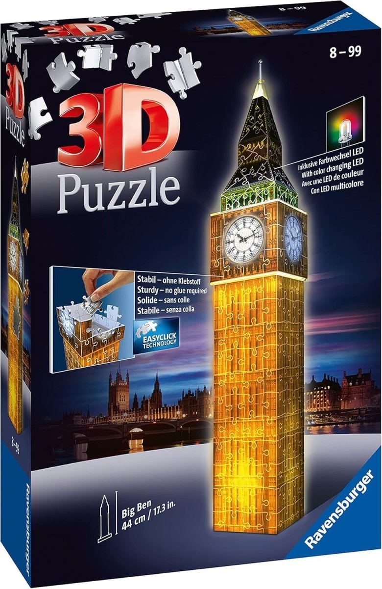 Big Ben 3D Puzzle LED Light Up 216 Piece Jigsaw Model Kids Adults - Kwikley