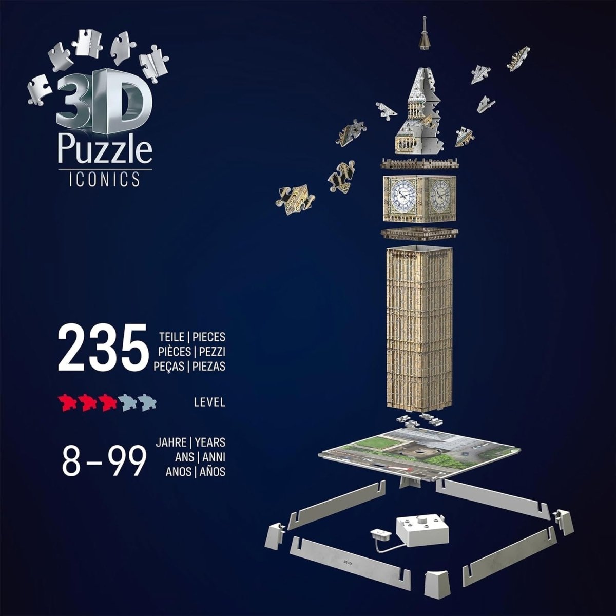 Big Ben 3D Puzzle Light Up 216 Piece Jigsaw Model Kids Adults Gift - Kwikley