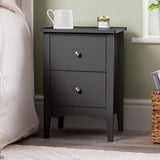 Black 2 Drawer Bedside Table Modern Nightstand with Storage | Smooth Glide
