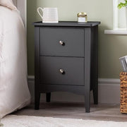 Black 2 Drawer Bedside Table Modern Nightstand with Storage | Smooth Glide - Kwikley