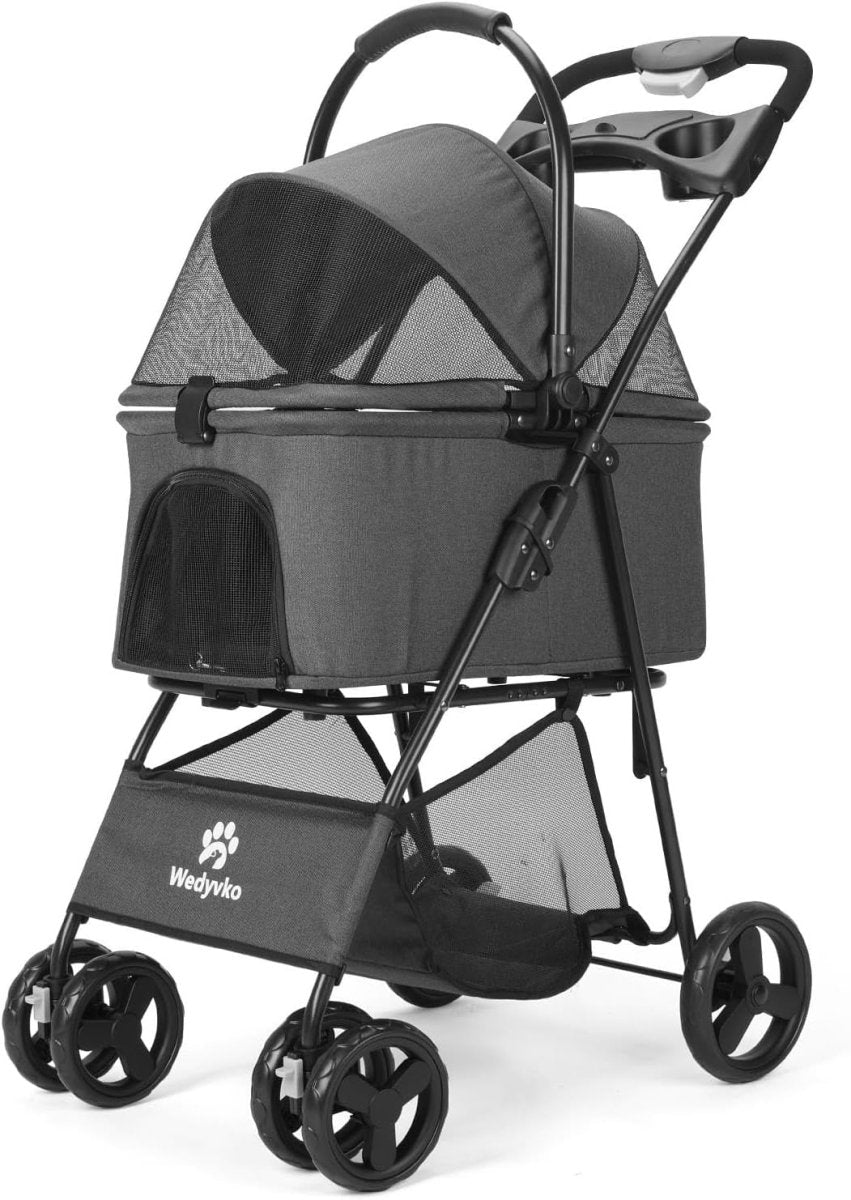 Black 2 in 1 Dog Stroller Foldable Pet Pushchair Jogger for Small Dogs - Kwikley