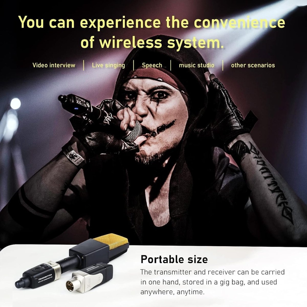 Black 2.4GHz Wireless XLR Condenser Mic System – PA Mixer Stage Kit - Kwikley