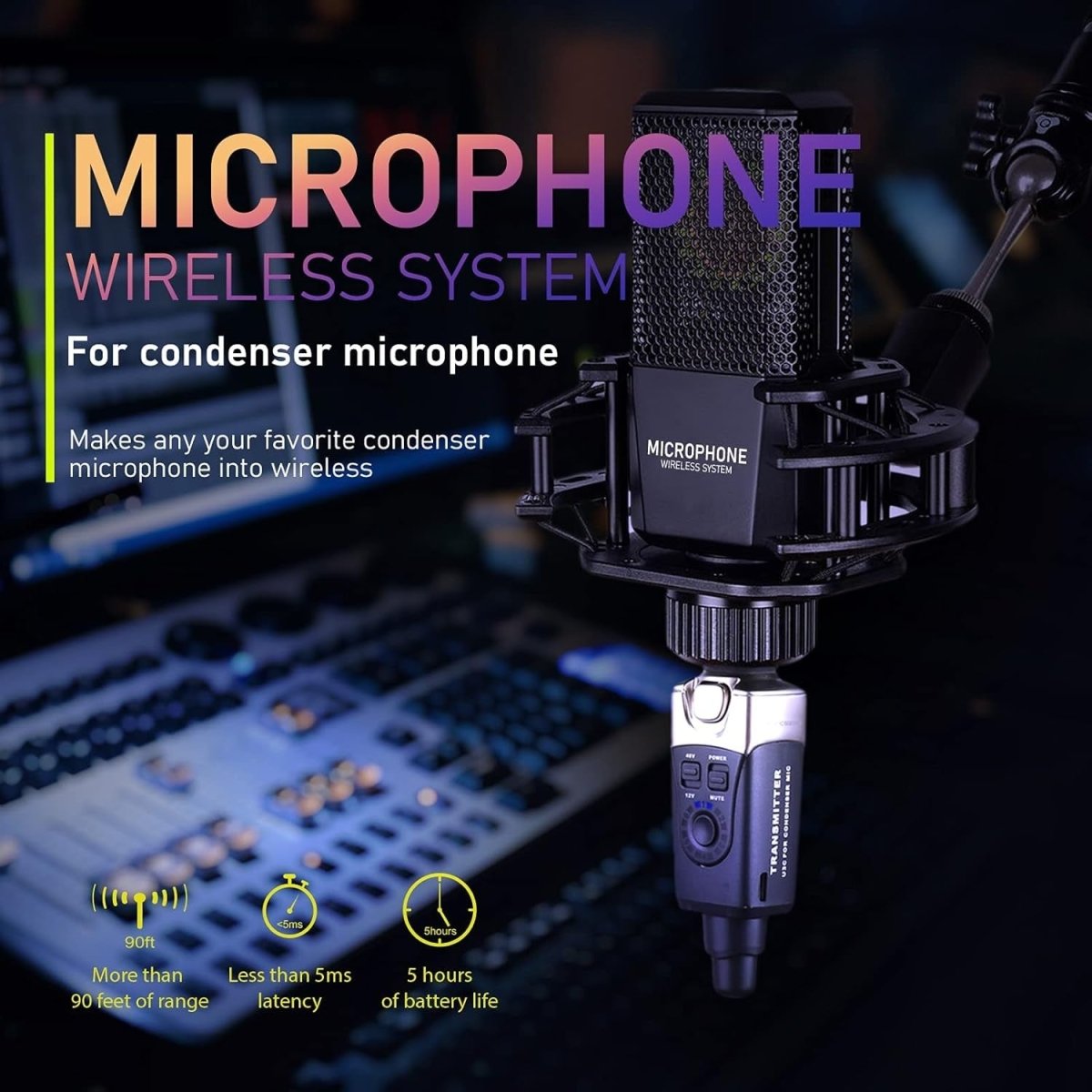 Black 2.4GHz Wireless XLR Condenser Mic System – PA Mixer Stage Kit - Kwikley