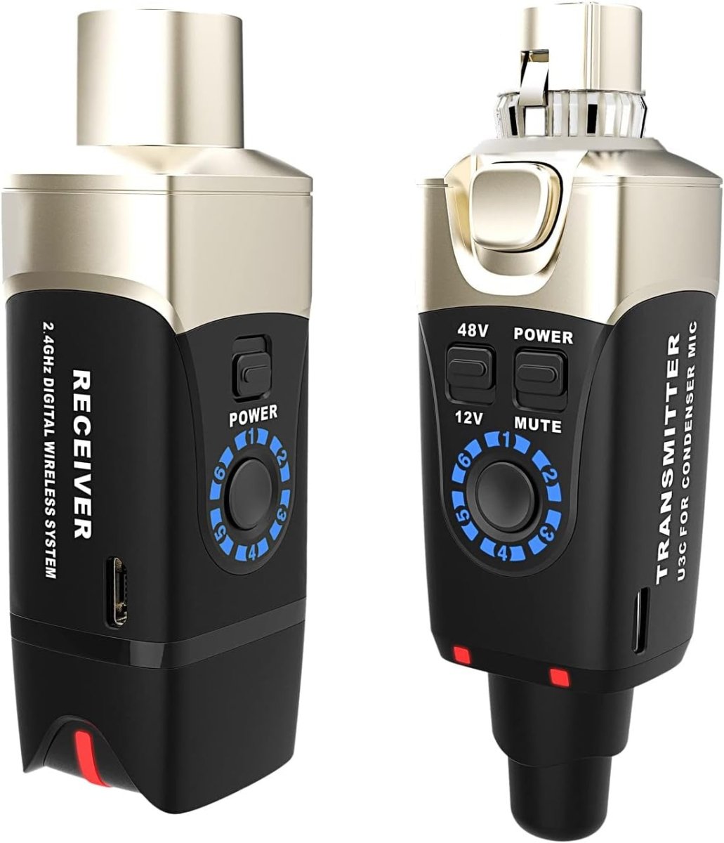 Black 2.4GHz Wireless XLR Condenser Mic System – PA Mixer Stage Kit - Kwikley