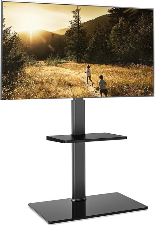 Black Adjustable TV Floor Stand 32 - 60" Screens Swivel Mount Shelf - Kwikley