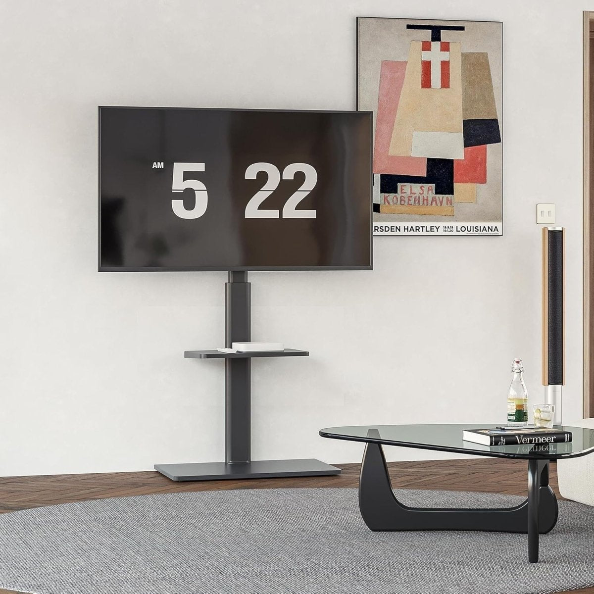 Black Adjustable TV Floor Stand 32 - 60" Screens Swivel Mount Shelf - Kwikley
