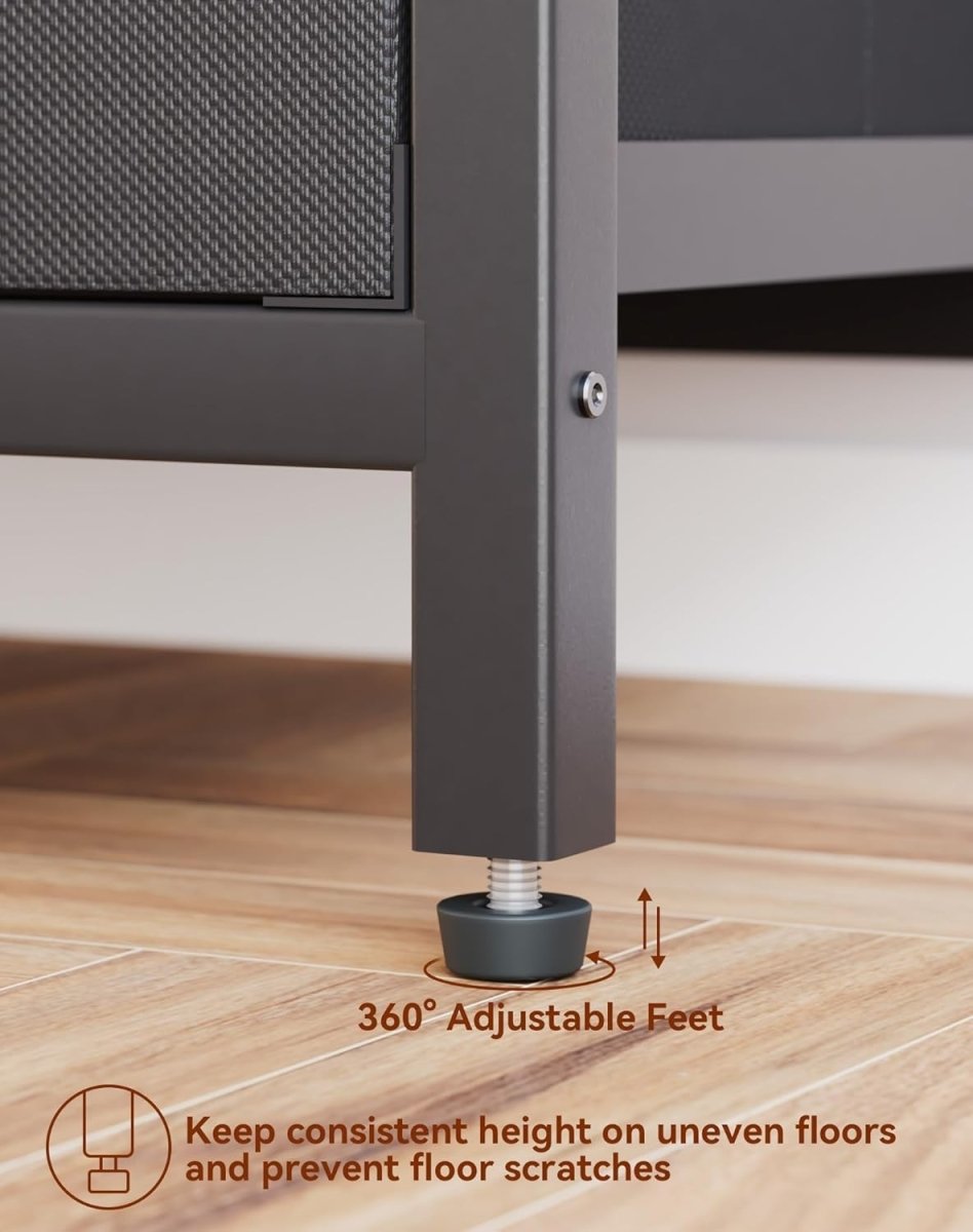 Black Bedside Table with 2 Drawers & Open Shelf – Modern Nightstand Storage Unit - Kwikley