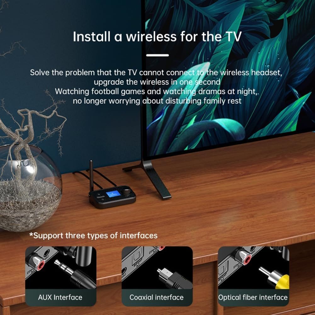 Black Bluetooth 5.0 Audio Transmitter & Receiver – TF Card + 10m Range - Kwikley