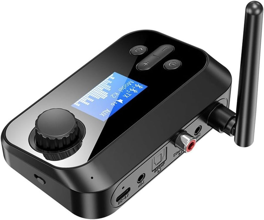 Black Bluetooth 5.0 Audio Transmitter & Receiver – TF Card + 10m Range - Kwikley