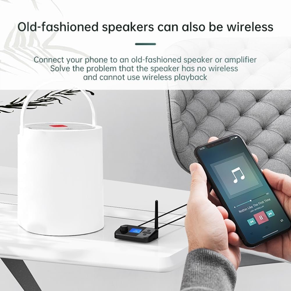 Black Bluetooth 5.0 Audio Transmitter & Receiver – TF Card + 10m Range - Kwikley
