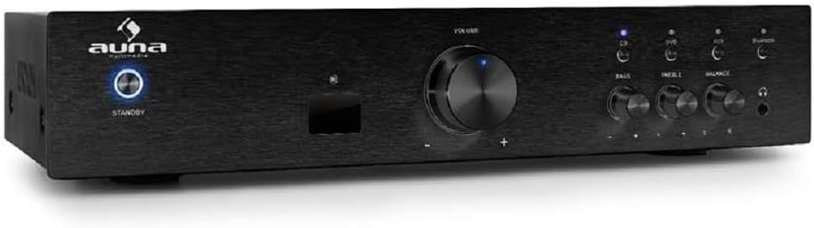 Black Bluetooth HiFi Amplifier – Stereo AV Receiver with Bass/Treble - Kwikley